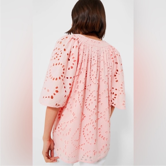 NWT Tuckernuck Pink Salt Eyelet Finley Flutter Sleeve Top, Size XS - Picture 4 of 11